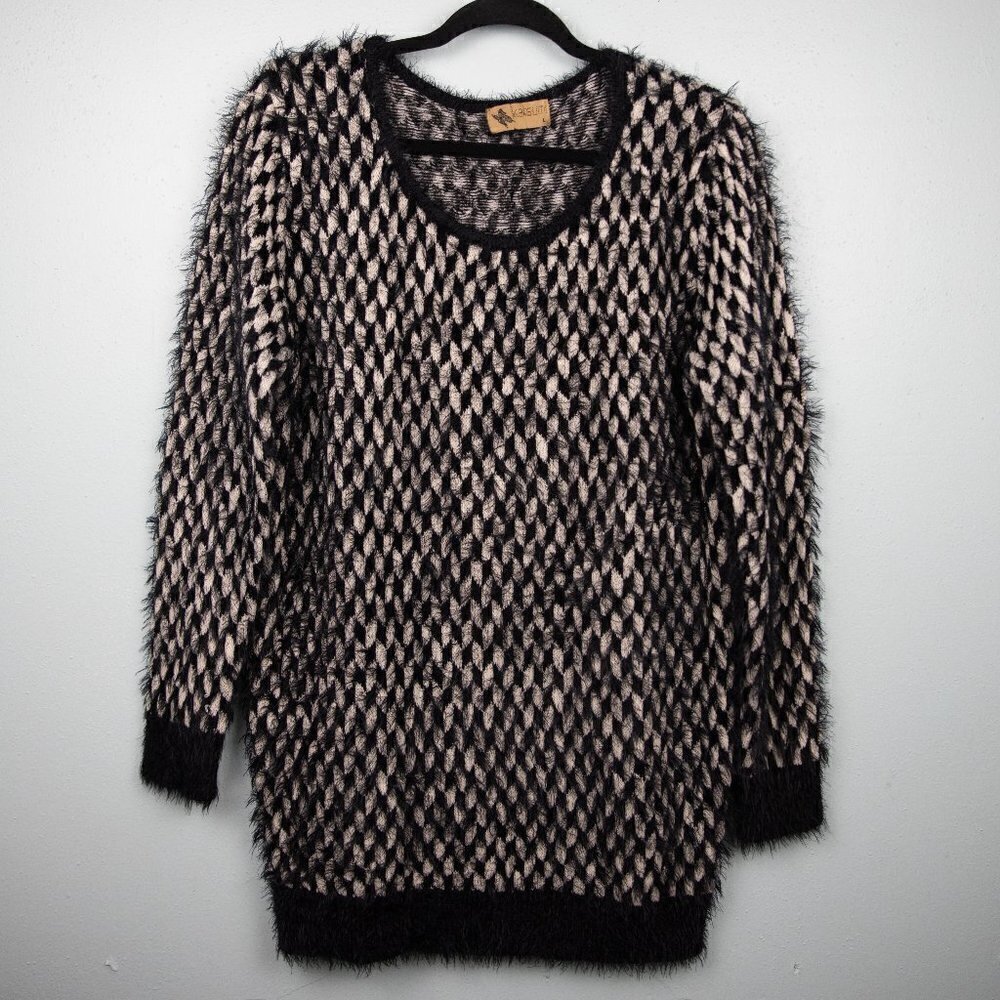 Katsumi black and white eyelash sweater-L